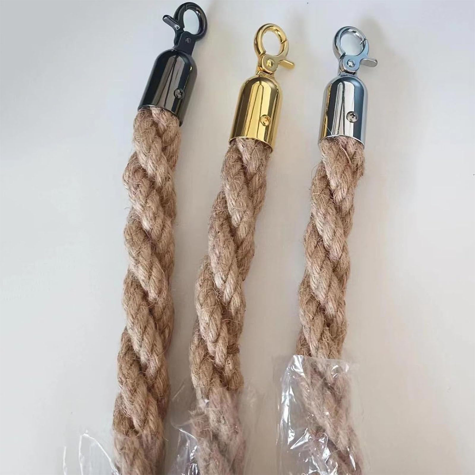 Czarna skręcona lina konopna Ber do kontroli tłumu - Liny do łóżka (0,9 m) - Slish Event Rope do kolejki i użytku na zewnątrz