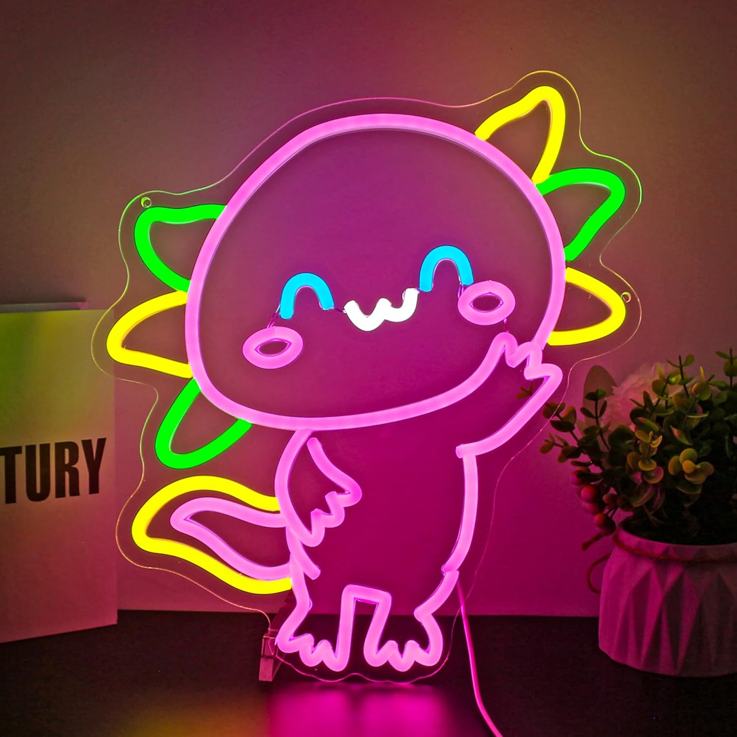 Axolotl Neon Sign Led Neon Lights Salamander Signs for Wall Decor Light Up Sign for Birthday Party Club Gift