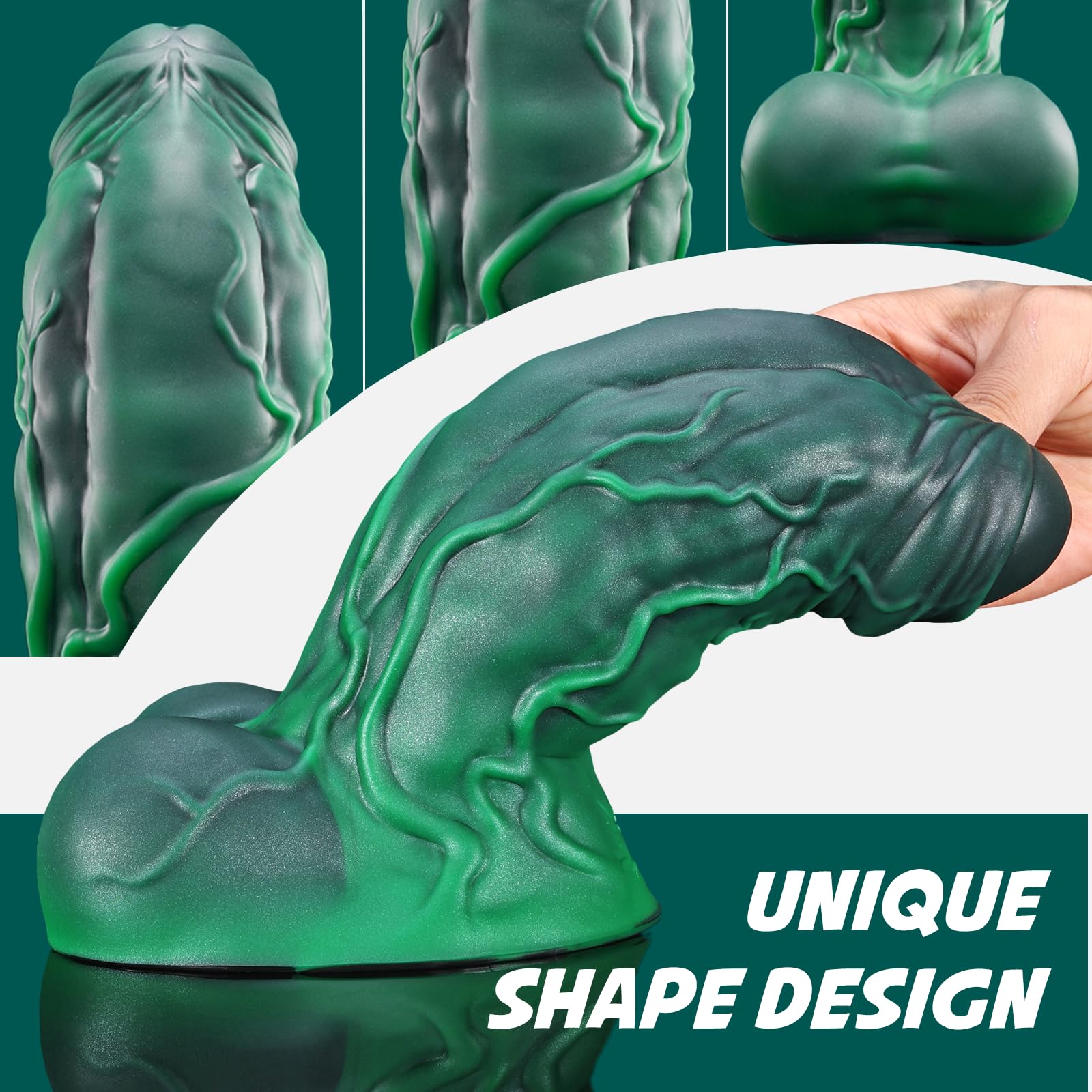 Nothosaur Banner 8.2 Inch Fantasy Dildo Luminous Realistic Monster Dildo with Friction Wave Points with Strong Suction Cup for G-Spot, Prostate, Vagina, Sex Adult Toys for Men Women and Couple: 2X-Large Gitd Green