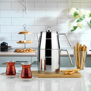 Schafer Napoli Çelik Çaydanlık Takımı (Büyük Boy) 4 Parça-Inox