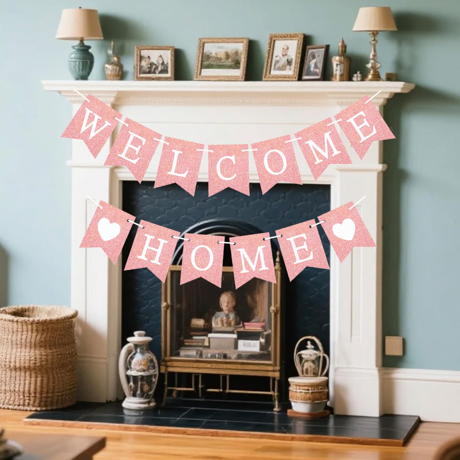 bng-bng Welcome Home Banner Rose Gold Women Girls Welcome Back Decorations Glitter Bunting Backdrop for Back to Home Baby Shower Party Decorations - Image 2