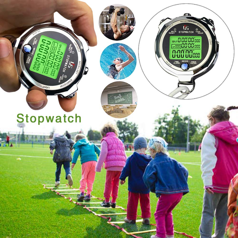 Chronomètre Numérique 1/1000s Chronomètre Sport VOANZO - Précision 1/1000s - Étanche - Alliage Aluminium - Grand Écran Chrono étanche 100 Mémoires