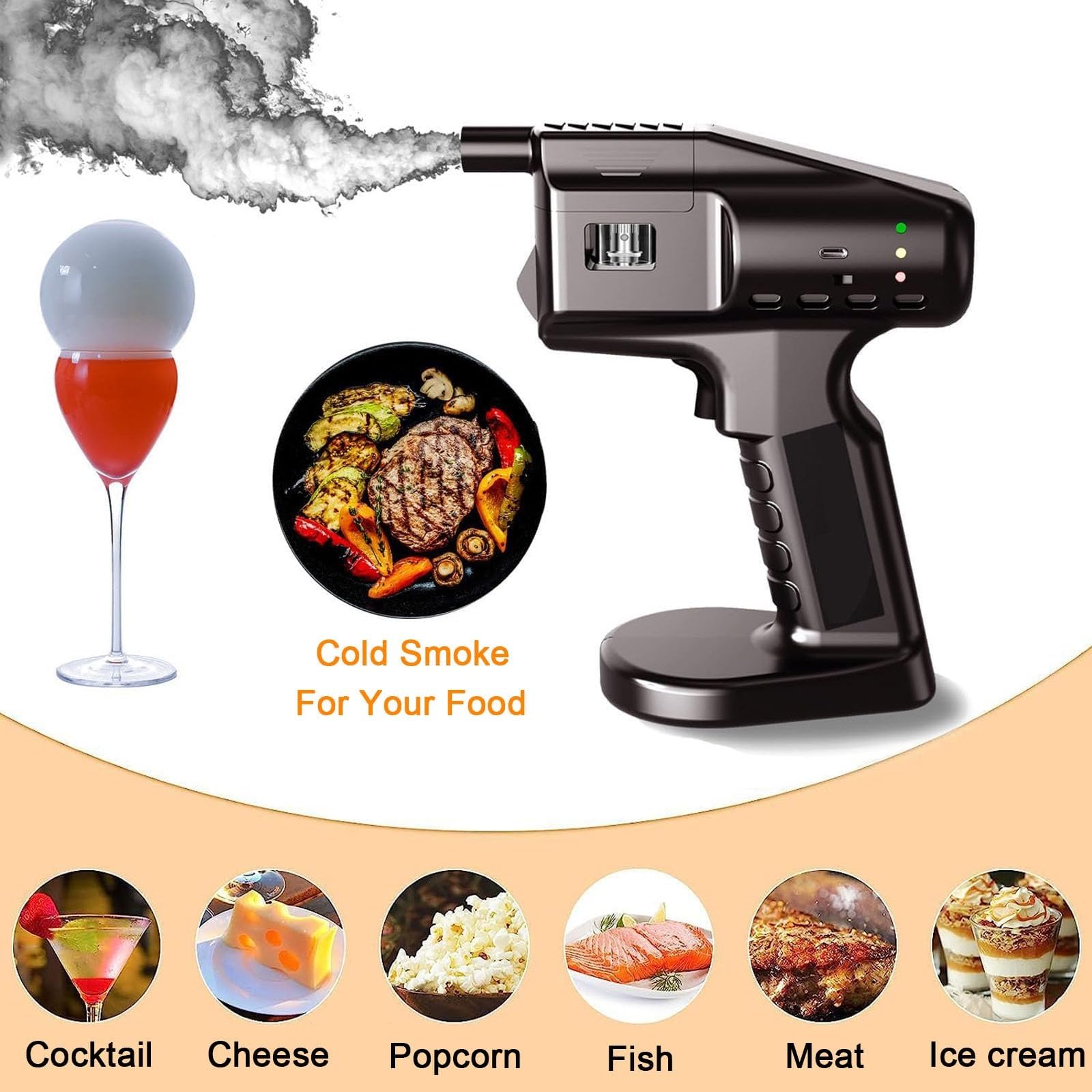 Zestaw do palenia koktajli Flavor blaster, z 300 ml płynu do baniek i 5 x 10 ml oleju, ręczny pistolet do baniek dymnych, USB Smoke Infuser Molecular Cuisine Bubble Machine