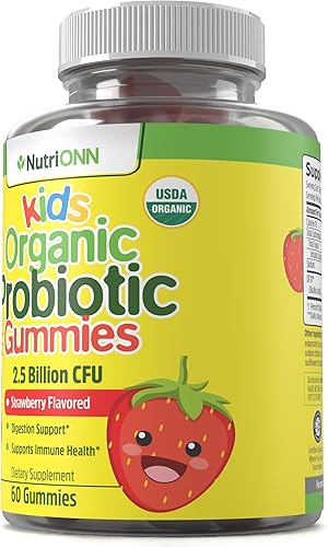 Miniatura 3 de Gomitas probióticas orgánicas para niños, probióticos masticables orgánicos del USDA para niños, 60 deliciosas gomitas - Suplemento digestivo,