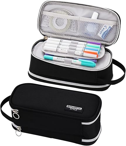 Dugio Estuche grande para lápices de gran capacidad con cremallera para niños, niñas, niños y adultos, papelería, estuche organizador para la