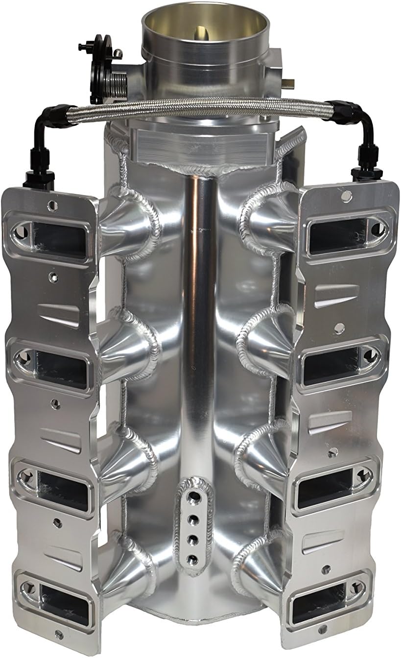 A-Team Performance Sheet Metal LS Swap Upper Intake Manifold - Silver, 102mm EFI Throttle Body, 15° Opening - TIG-Welded T6061 Aluminum - Compatible with Chevrolet, GMC & Pontiac LS1/LS2/LS6