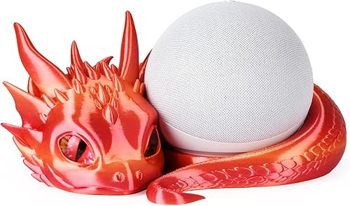 Miniatura 8 de Soporte de dragón para Echo Dot 4ª/5ª generación, soporte de altavoz inteligente impreso en 3D y exquisita decoración de escritorio (azul verde)