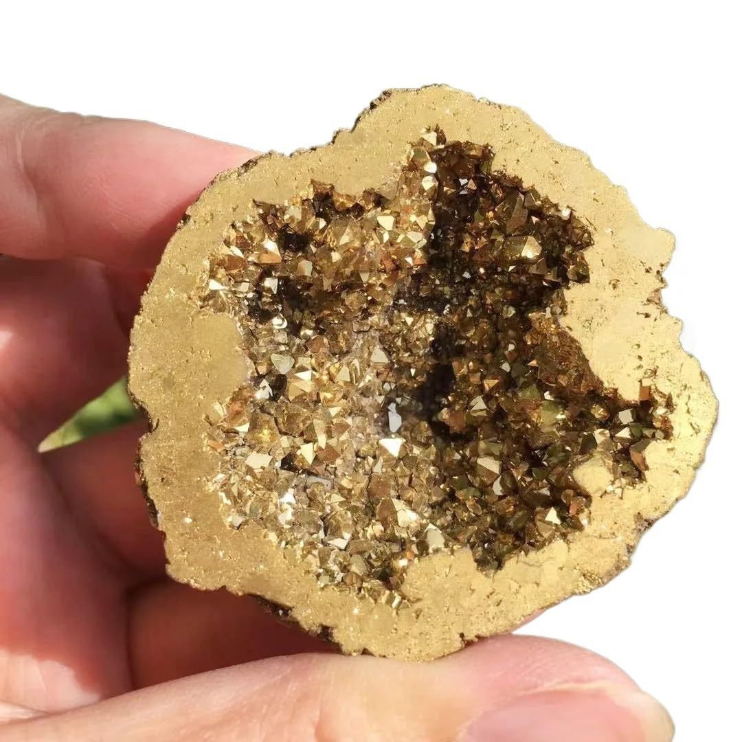 MDBJTCYZN Stone Angel Halo Geode Crystal Hole Cluster Electroplated Coating