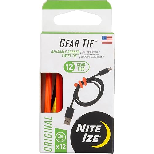 Nite Ize Gear Tie Original ProPacks - Reusable Rubber Twist Ties for Indoor & Outdoor Use - Bendable Wire Interior - Durable Rubber Exterior - Secure Grip - Assorted Colors, 3" (12 Pack)