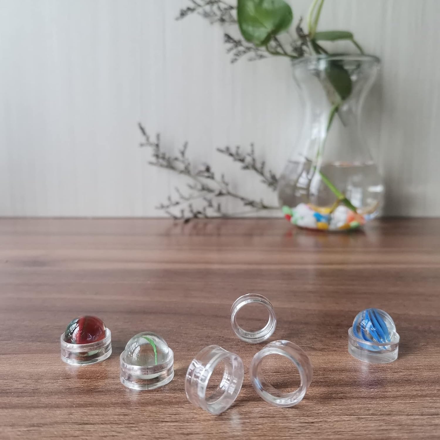 105 PCS Sphere Display Stand, Clear Small Ball Stand, Round Display Stands for Baseball, Crystal Ball, Golf Ball, Softball, Tennis Ball, Marbles, Spheres, Collections. 3 Sizes ( L, M, S ), each 35