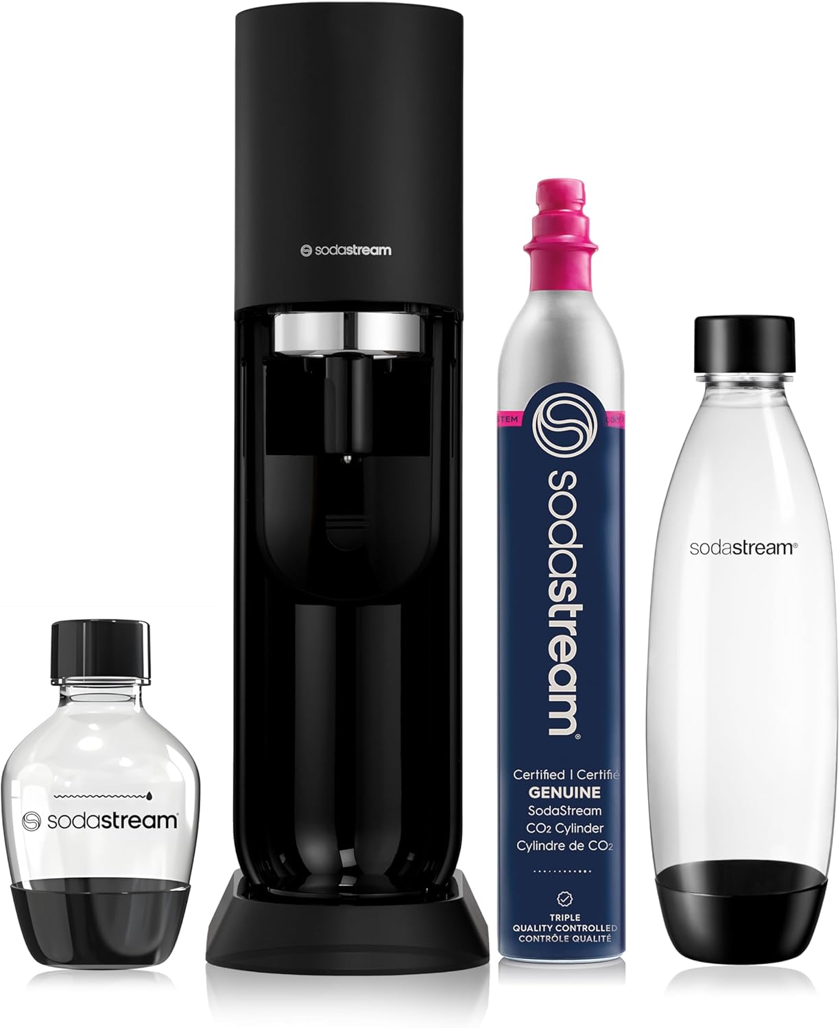 SodaStream MIX™, Sparkling Drink maker & Soda Maker Kit, Carbonates Any Drink, With Dishwasher Safe Carbonating Bottles and 1 CO2 Cylinder/Carbonator, Makes Up To 60L* Drinks, Black