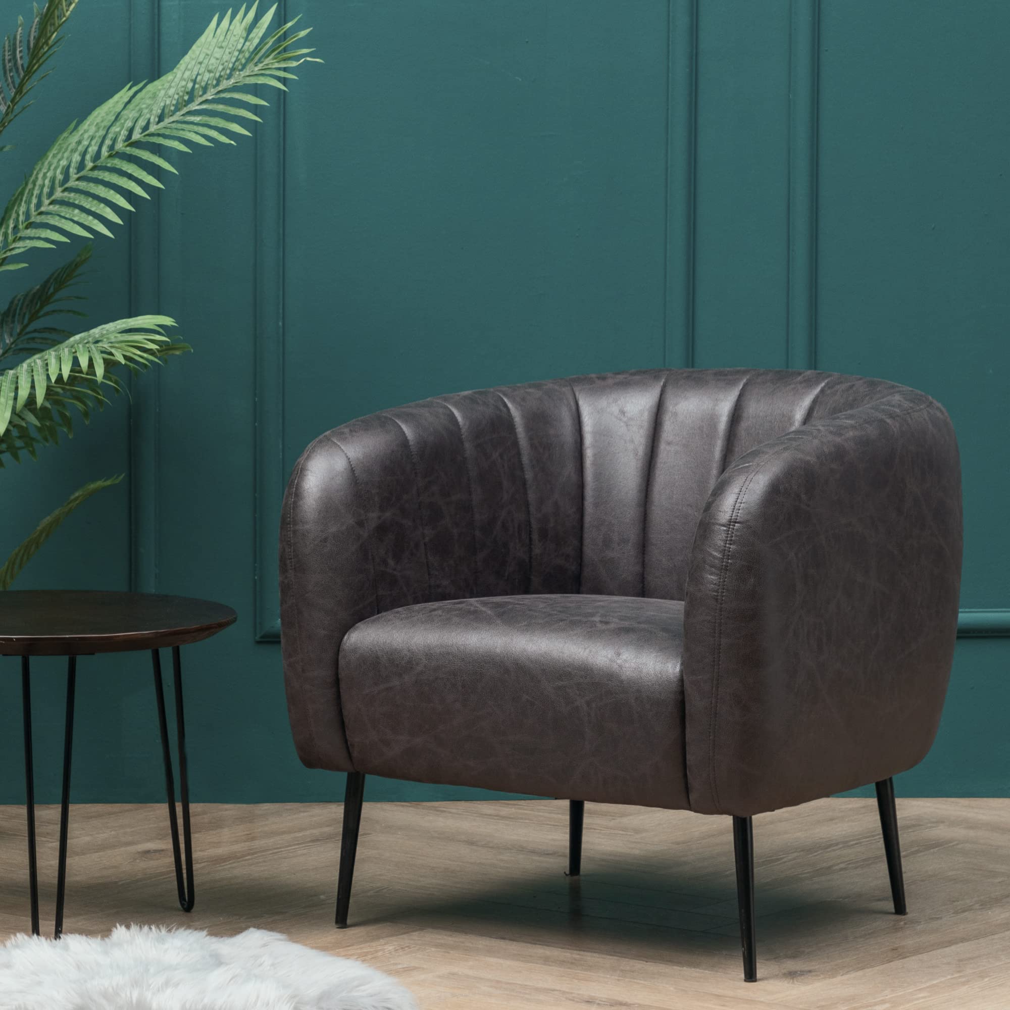 eLuxurySupply Accent Chair - Modern Channel Upholstered Armchair with Stain Resistant Fabric - Premi