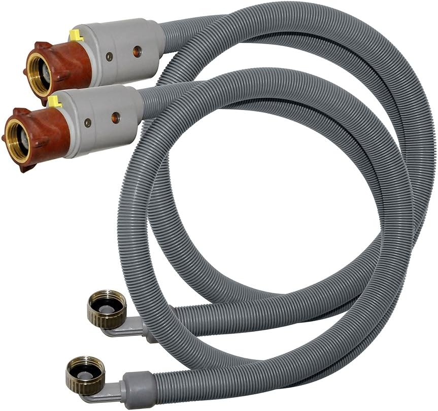 DANCO Flood Armour Washing Machine Hose, Grey, 6 ft, 2-Pack (10763)