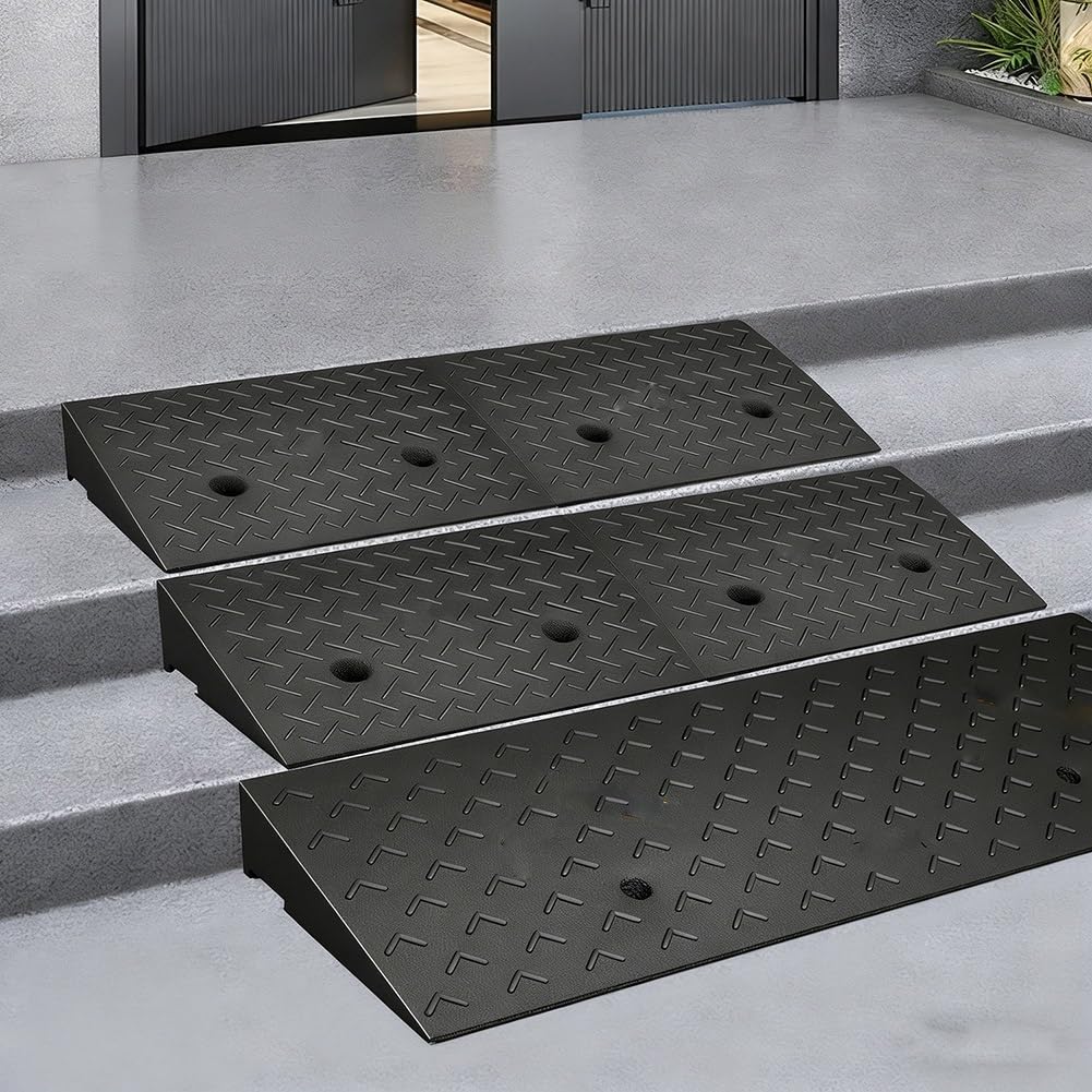 Rampa di Soglia in Gomma,Altezza 8-22 cm, Rampa di Accesso Antiscivolo per Auto, Moto e Scooter,Rampa di Transizione Resistente alle Intemperie per Porte e garage(Height 18cm)