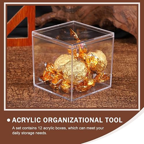 Miniatura 3 de Cabilock 12 piezas Mini caja de almacenamiento de acrílico cuadrados contenedores de almacenamiento de cuentas caja de almacenamiento escritorio