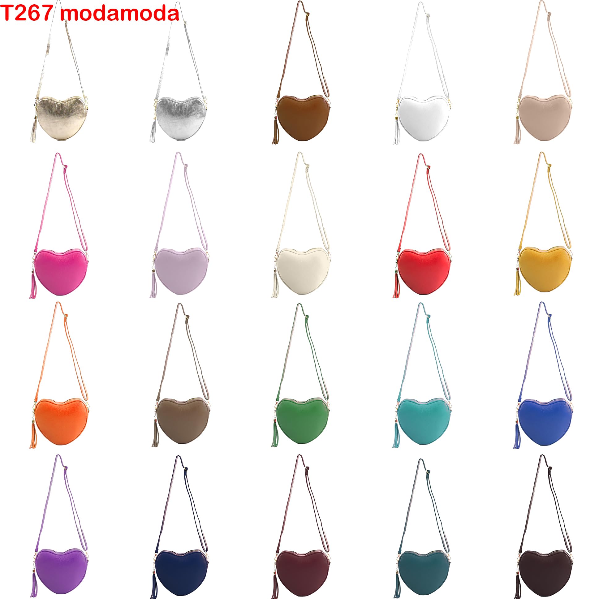modamoda de T267 Borsa a tracolla da donna in pelle a forma di cuore, made in Italy