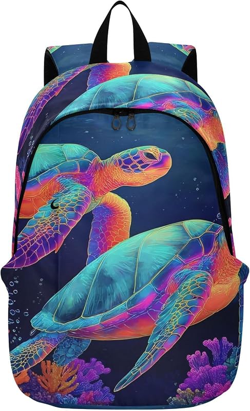 Laptop Backpack Turtle Underwater Neon 25L Work & Go | Fits 15.6 IN laptop, 25L large capacity, Lightweight, Wide-opening main compartment, For work, travel, and everyday use