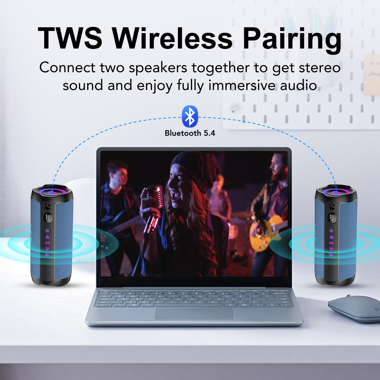 Altavoz Bluetooth Portátil 25W, Potente Altavoz Bluetooth, Altavoces Graves Duales, 25H Reproducción, IPX7, RGB, Emparejamiento TWS, AUX, TF, USB, Ideal Para Actividades Aire Libre, Fiestas,Viajes.