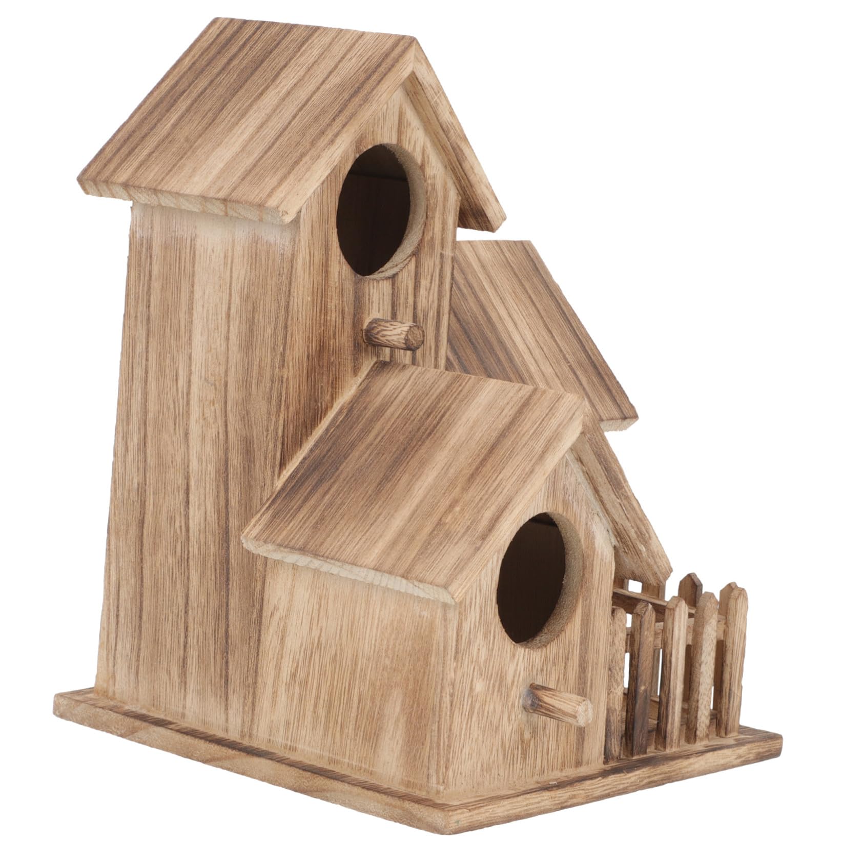 SHINEOFI Villa Nido de Pájaro de Madera para Periquitos Comedero Independiente para Pájaros Caseta de Anidación Colgante para Jardín Accesorio para Loros