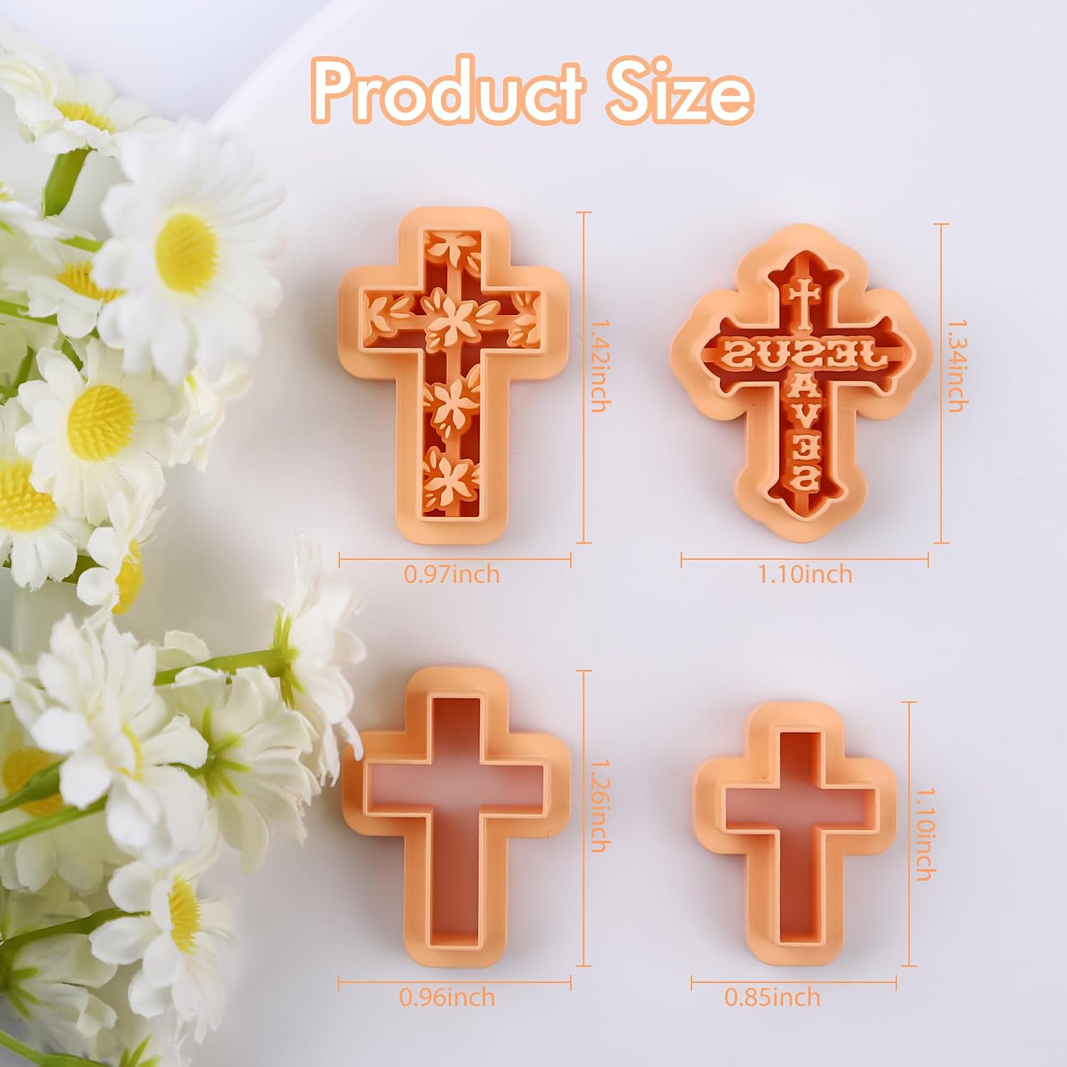 Puocaon Cross Polymer Clay Cutters - Christian Cross Clay Cutters for Polymer Clay Earrings Jewelry, Jesus Saves Cross Clay Cutters, Flower Christian Cross Polymer Clay Cutters for Earrings Jewelry