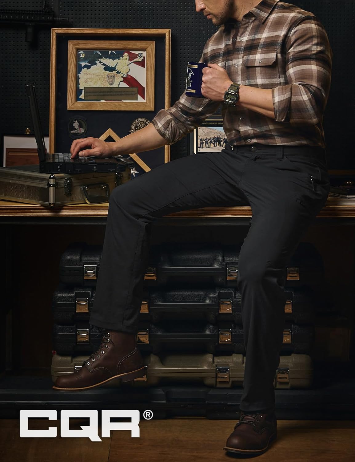 CQR Men's Vent Stretch Pants, Quick Dry Lightweight Casual Cargo Pants, Water Resistant Straight-Fit Utility Work Pants - Image 5