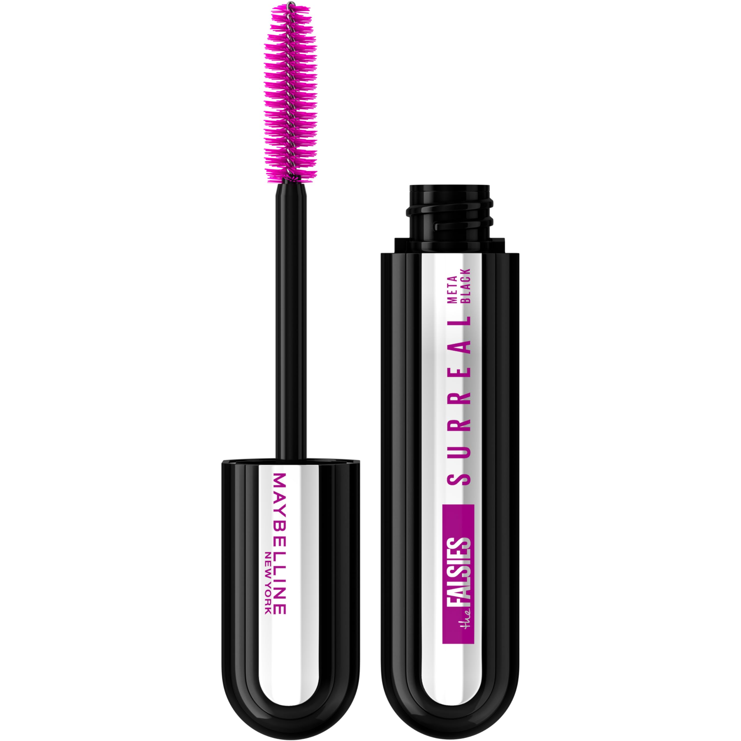 Maybelline New York, Máscara de pestañas The Falsies Surreal Metablack, Efecto Extensiones, Longitud y Volumen, con Perlas Ultranegras