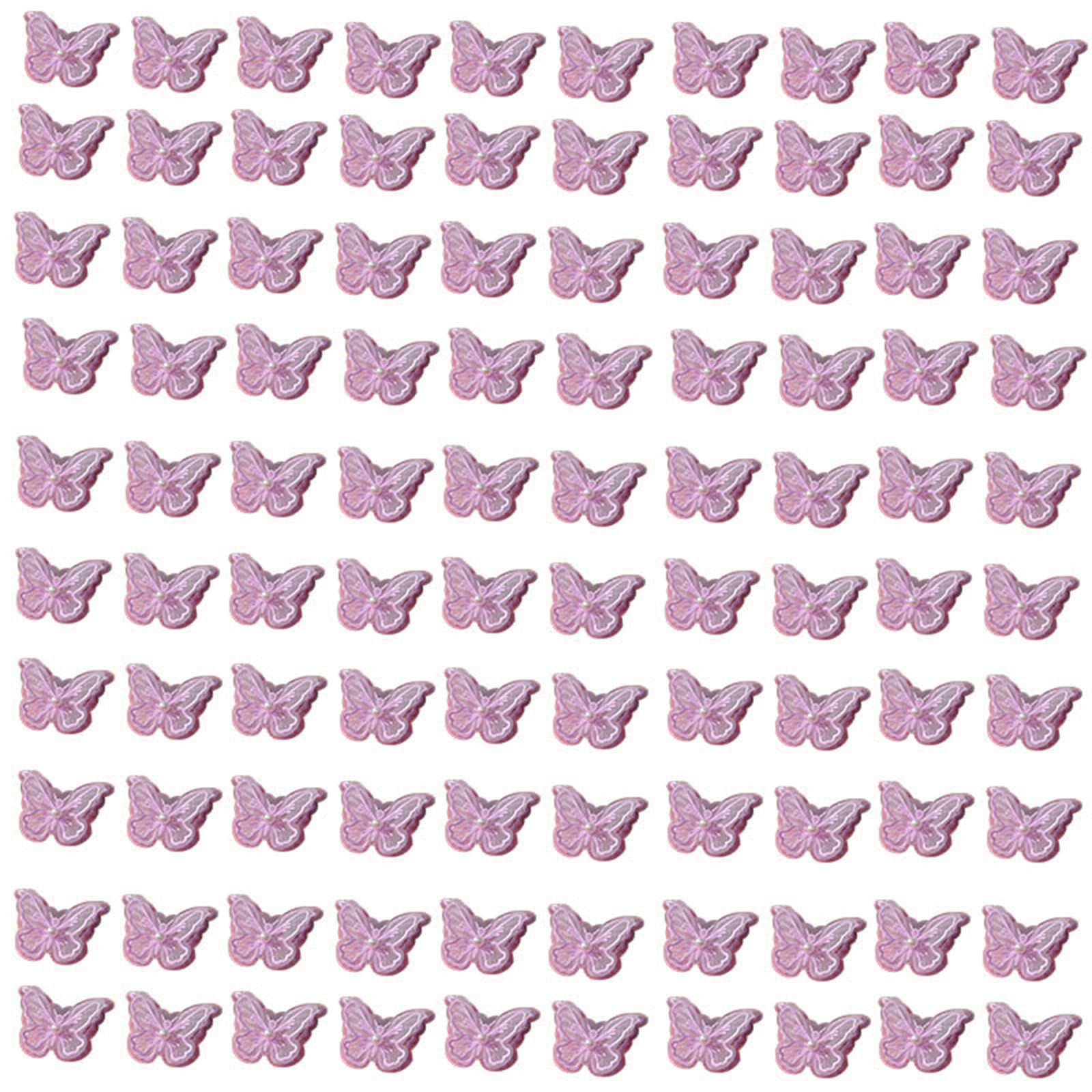 Beautiful 2 Layer Fabric Butterfly Embellishments with Pearls Detail for Creative Designs Home Decoration Sewing Accessory