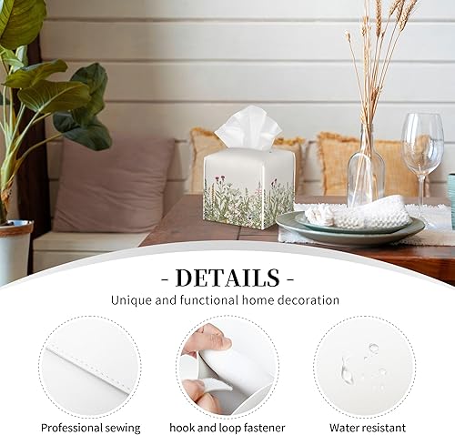 Miniatura 2 de Caja de pañuelos cuadrada, para hierbas y flores silvestres, organizador decorativo para baño, oficina en casa, decoración de automóvil