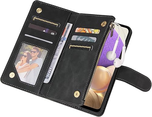 Miniatura 4 de Asuwish Funda compatible con Samsung Galaxy A32 4G de 6.4 pulgadas y protector de pantalla de vidrio templado, funda de cuero con tapa para