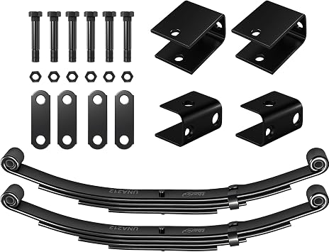 dreamdragon Single Trailer Axle Suspension Kit 3,500lbs Capacity with 1,750lbs 4 Leaf Springs & Complete Hanger Kit