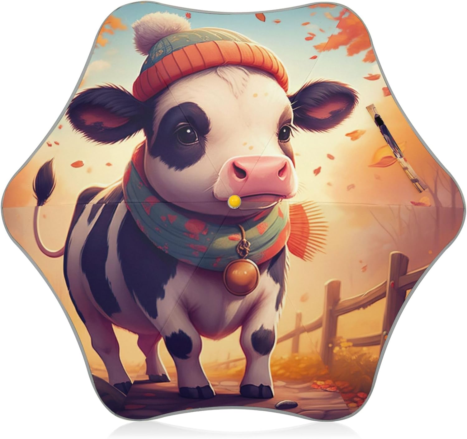 Joisal Cute Cow Yellow Autumn Kids Umbrella Girls Classic Stick Windproof Boys Umbrellas for Rain Cool Child UPF 50+ Sun Umbrellas Uv Protection 90x65cm / 35.5x25.6in