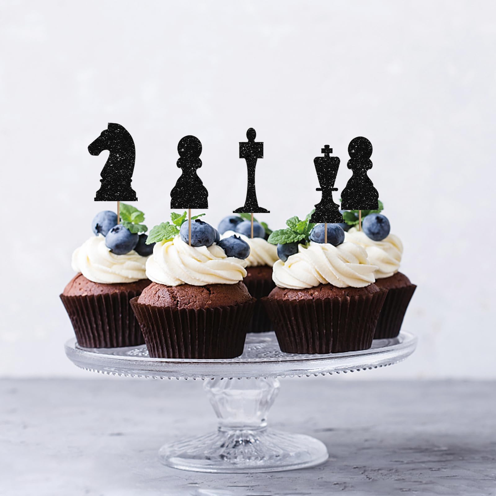Blumomon 24 Toppers De Ajedrez Para Cupcakes – Decoración De Cartón Para Fiestas Temáticas Y Cumpleaños