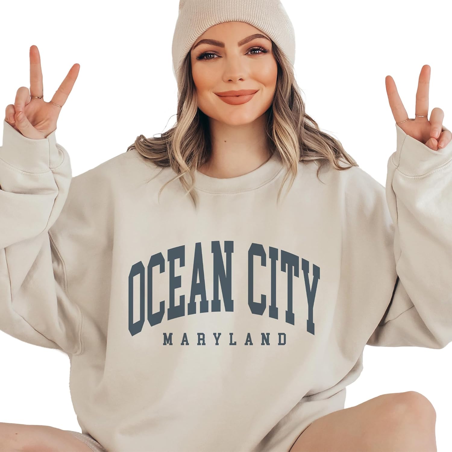 Ocean City Sweatshirt, Maryland Beach Pullover, Faded Vintage Aesthetic Varsity, Trendy Travel Destination Gift For Him or Her, Unisex Crewneck Sweatshirt - Image 7