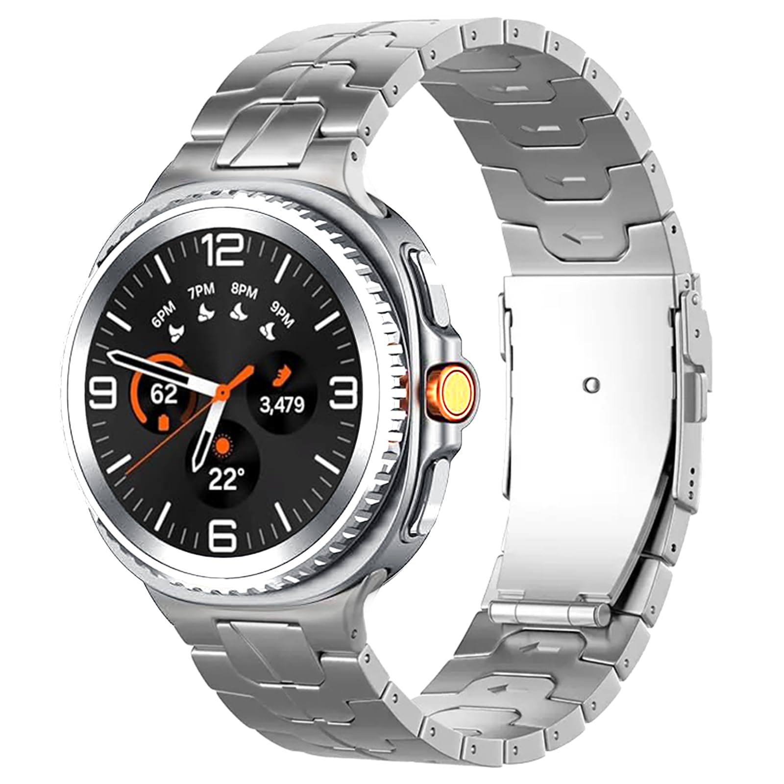 Bracelet en métal titane sans espace pour Samsung Galaxy Watch 8 (40 mm/44 mm)/8 Classic (46 mm) - Bracelet réglable en titane avec double boucle de sécurité - Léger et hypoallergénique - Pour