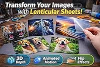 Vista 6 de Lámina lenticular de 17"x13", 100LPI (paquete de 5) – Láminas en blanco de lente lenticular transparente, formato vertical, para trucos de magia
