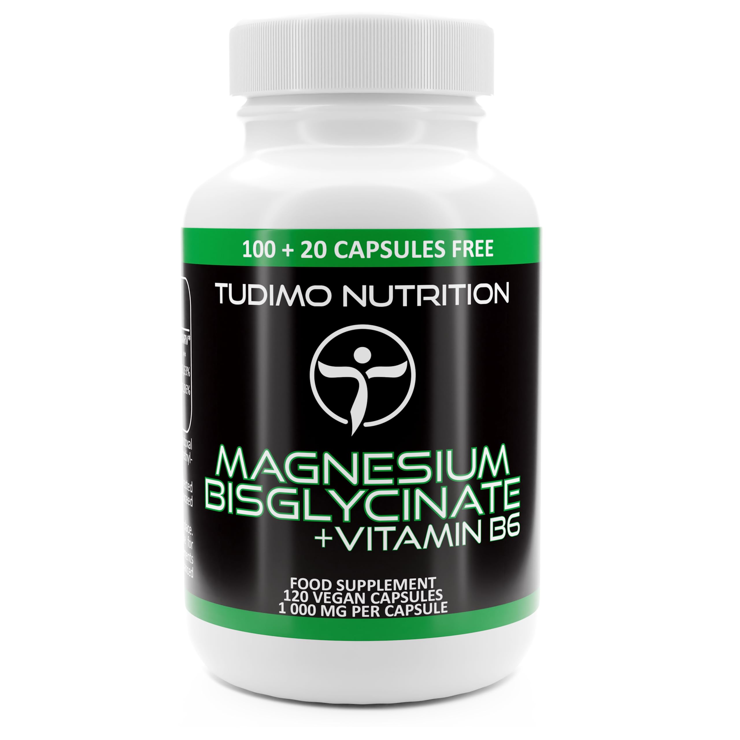 Magnesium Bisglycinate Vegan Capsules and Vitamin B6 – 200mg of Elemental Magnesium with VIT B6 – 120 pcs (4 Month Supply) of Rapidly Disintegrating Caps, 200 mg of Magnesium Mineral + B6 Powder
