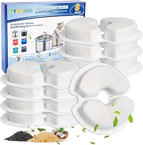 Pssopp 8-Pack Cat Water Fountain Filters - Replacement Filters For Pet Water Dispensers