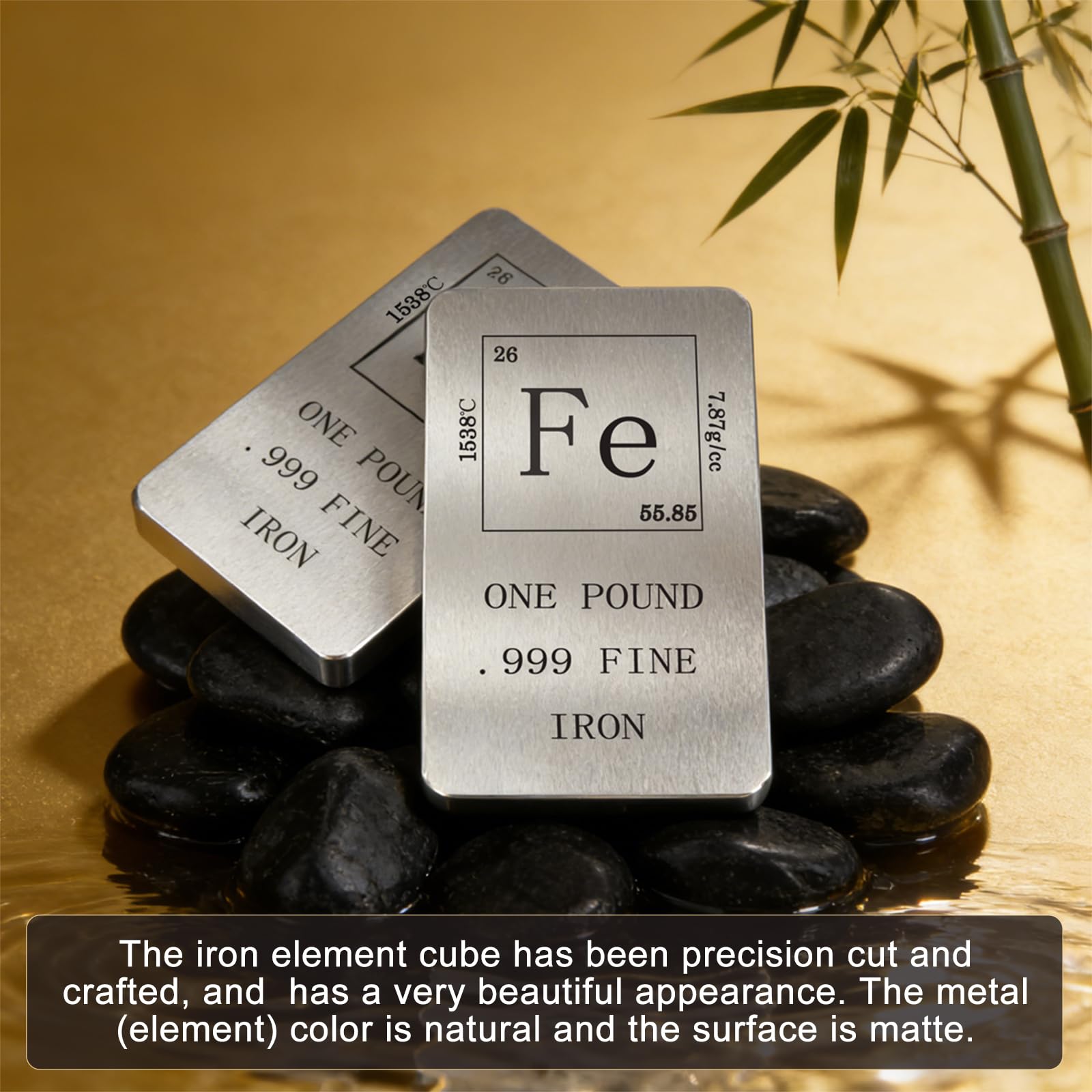 Periodensystem aus Eisen, 0,5 kg, 999 feiner Eisenbarren, 10 x 5 x 0,9 cm, gebürstetes Metall-Finish, Briefbeschwerer (Eisen)