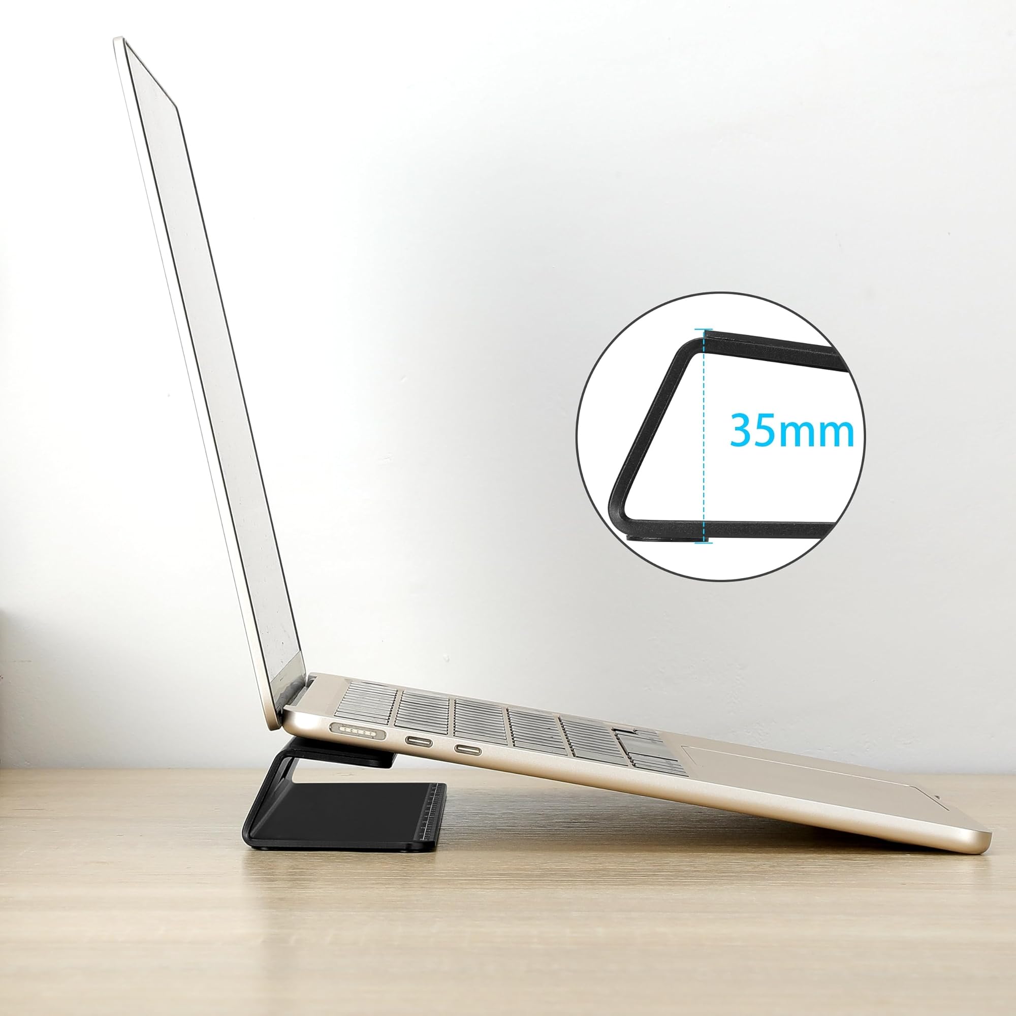 Supporto di Raffreddamento Alluminio per Laptop - Migliora Raffreddamento, Ergonomia, Stabilità e Versatilità - Compatibile con MacBook e tutti i Laptop, con righello