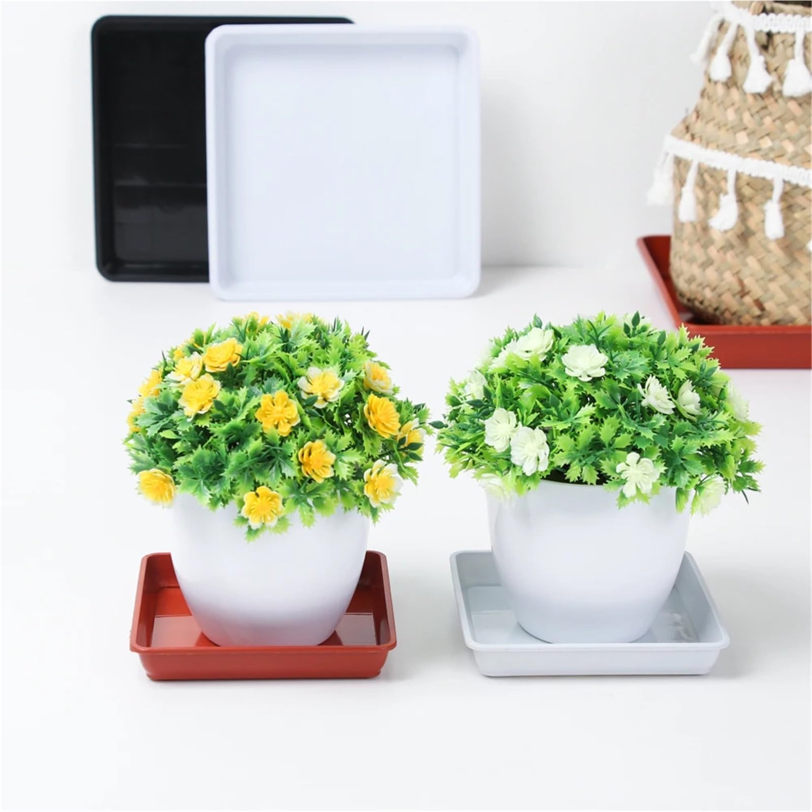 4Pcs Square Plastic Plant Saucer Drip Trays per Piante
