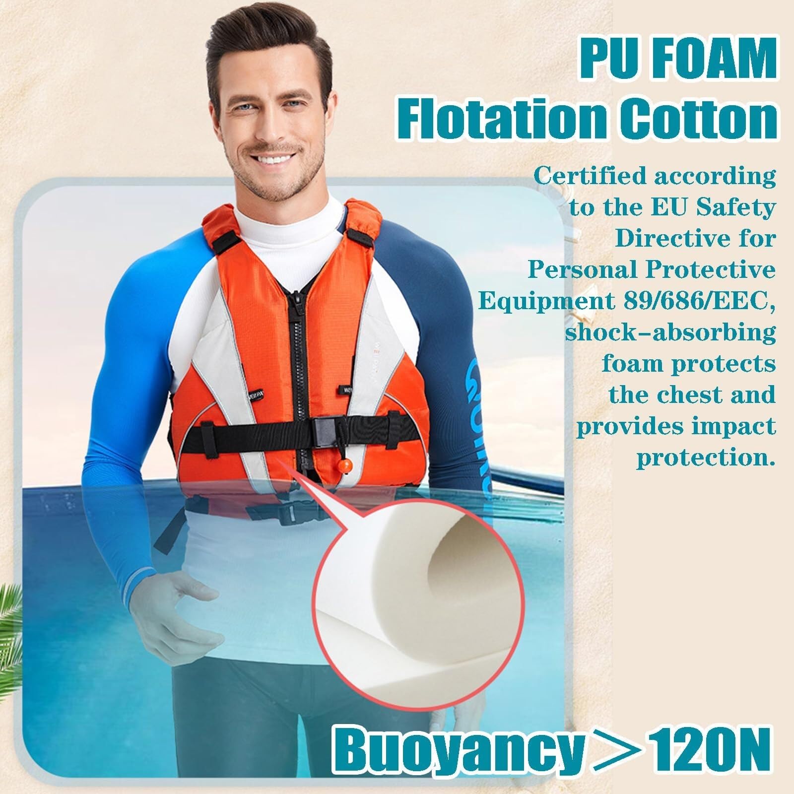 Swim Vest with Adjustable Safety Strap Unisex Adult Fishing Swim Vest Safety Float for Diving Snorkeling Swimming Surfing Water Sports Boating Kayaking Outdoor Safety Gear