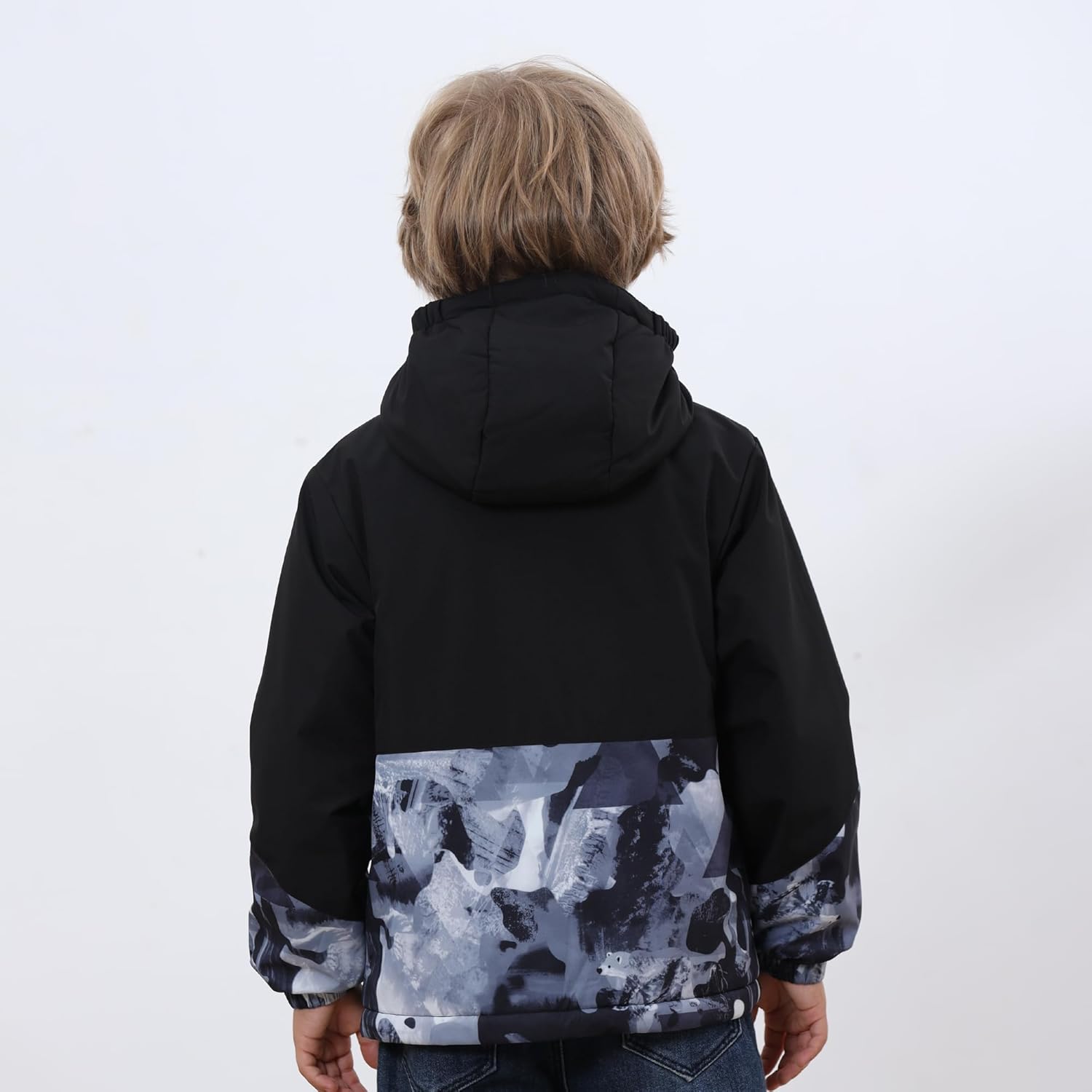 Boys' Waterproof skiing Jacket - Winter Fleece Lined Snowboarding Coat with Hood, Windproof Thermal Outer Shell for Kids - Image 3