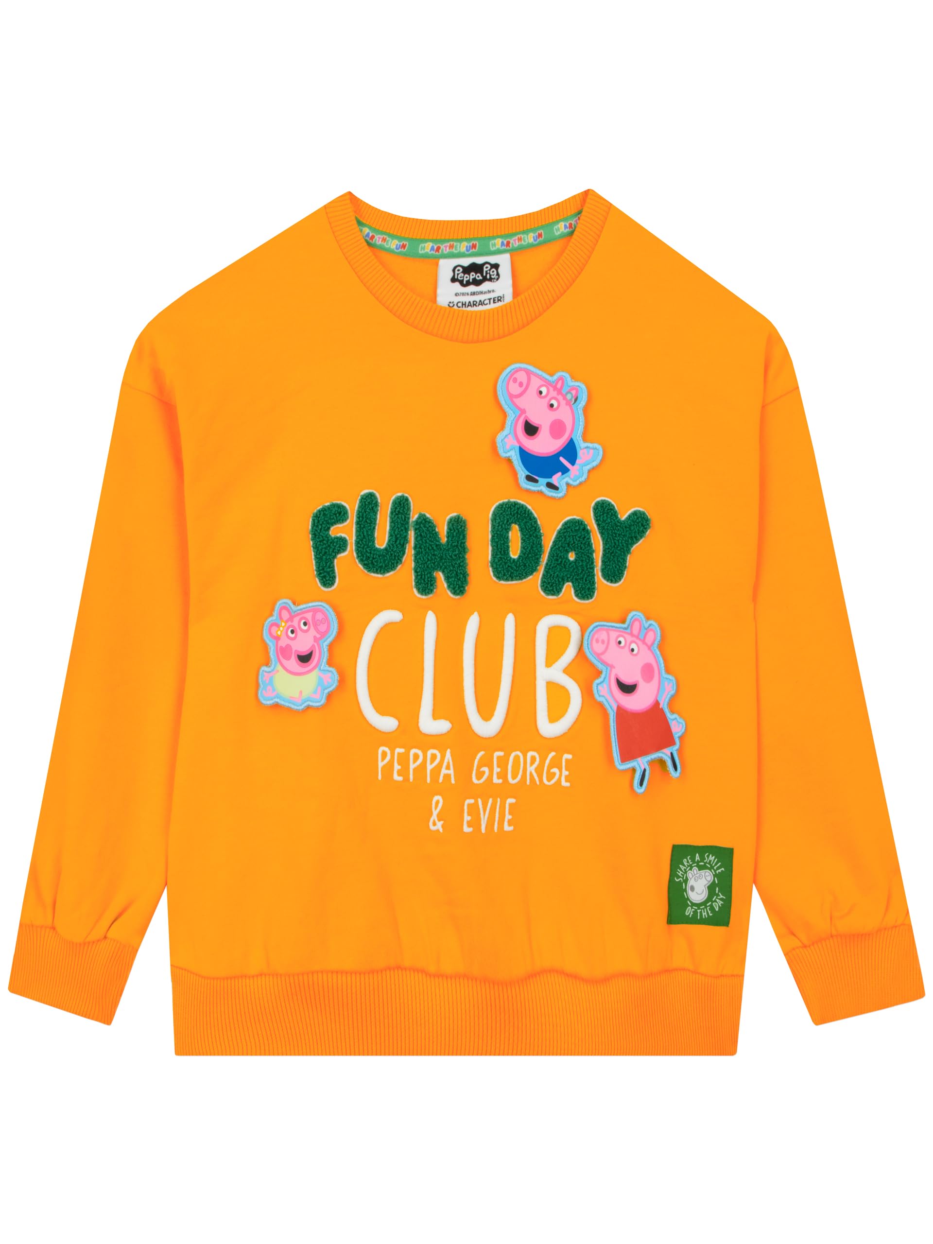 Peppa Pig Girls Yellow Sweatshirt, Fun Day Club Jumper, Children’s Cotton Jumper, 4-5 Years
