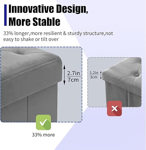 Miniatura 33 de BRIAN & DANY Banco otomano plegable de almacenamiento, otomana con almacenamiento, reposapiés, asiento para dormitorio, sala de estar, entrada,