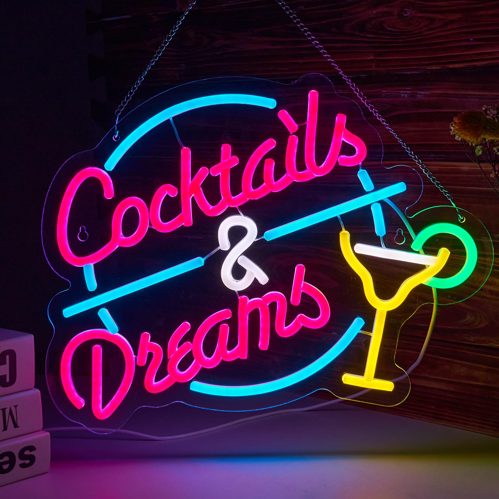 Cocktails and Dreams Neon Sign for Wall Decor Beer Bar Neon Light
