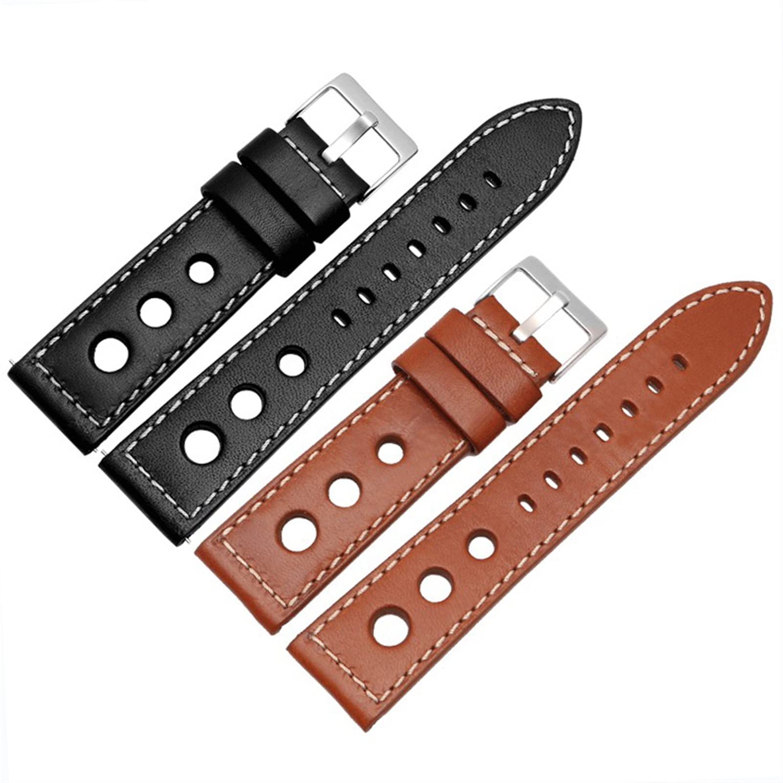 Watchbandstraps en Cuir Authentique Brune Noir Taille 20 mm 22 mm 24 mm Bracelet de Bracelet