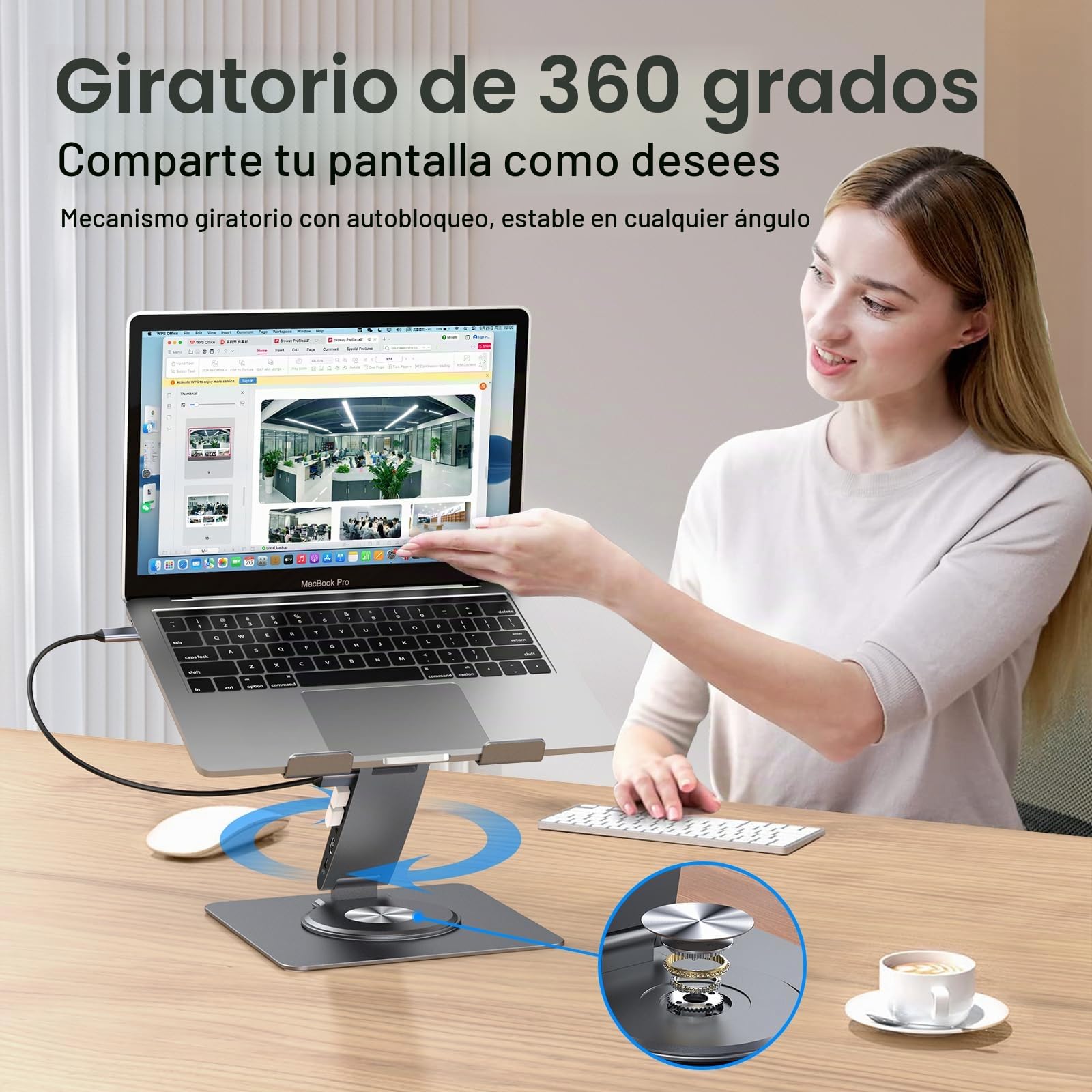 Estación de Acoplamiento para Laptop para MacBook Pro/Air/DELL/HP/Surface HC 11 en 1, hub USB C, Soporte Giratorio de 360° para Laptop con hub USB 4K, HDMI, USB 3.0, PD100W, Conector de Audio de 3.5