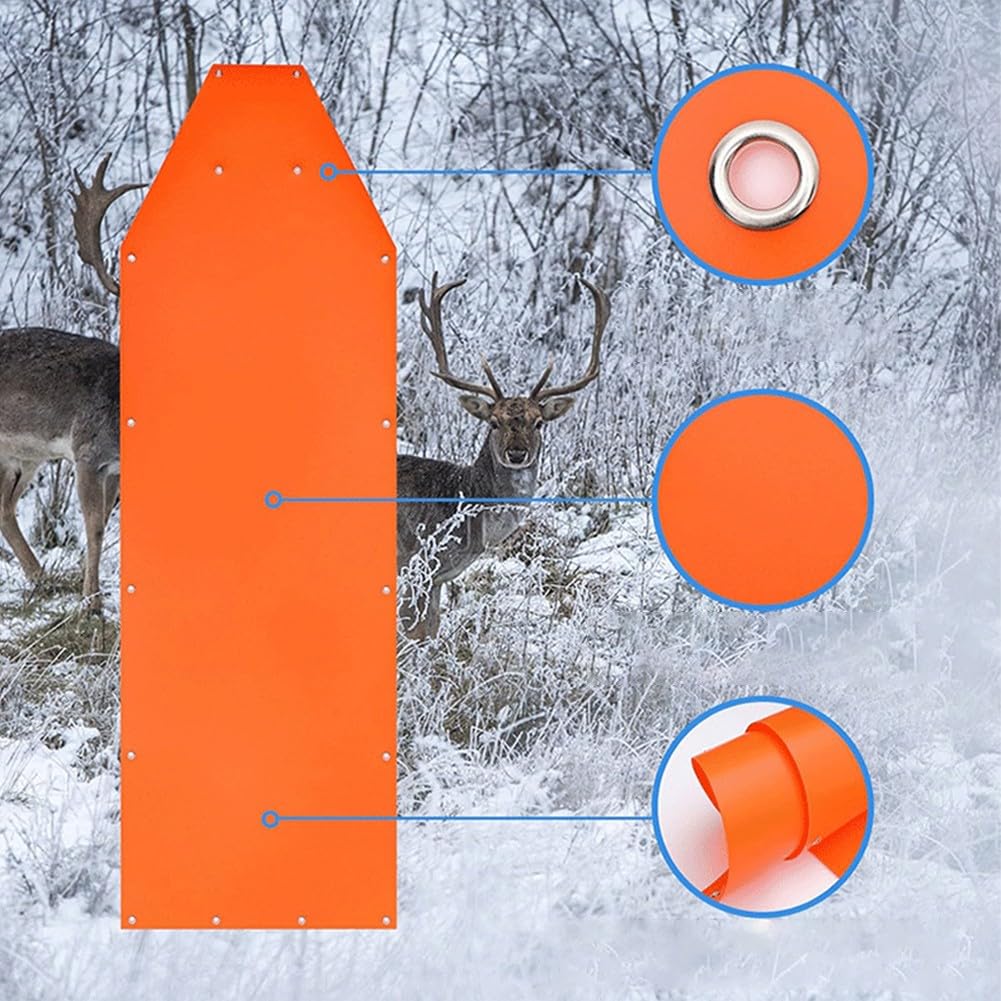 Slitta per trasporto cervi, carrello da caccia, slitta resistente per cervi, capacità 226,8 kg, in polietilene con corda, arancione
