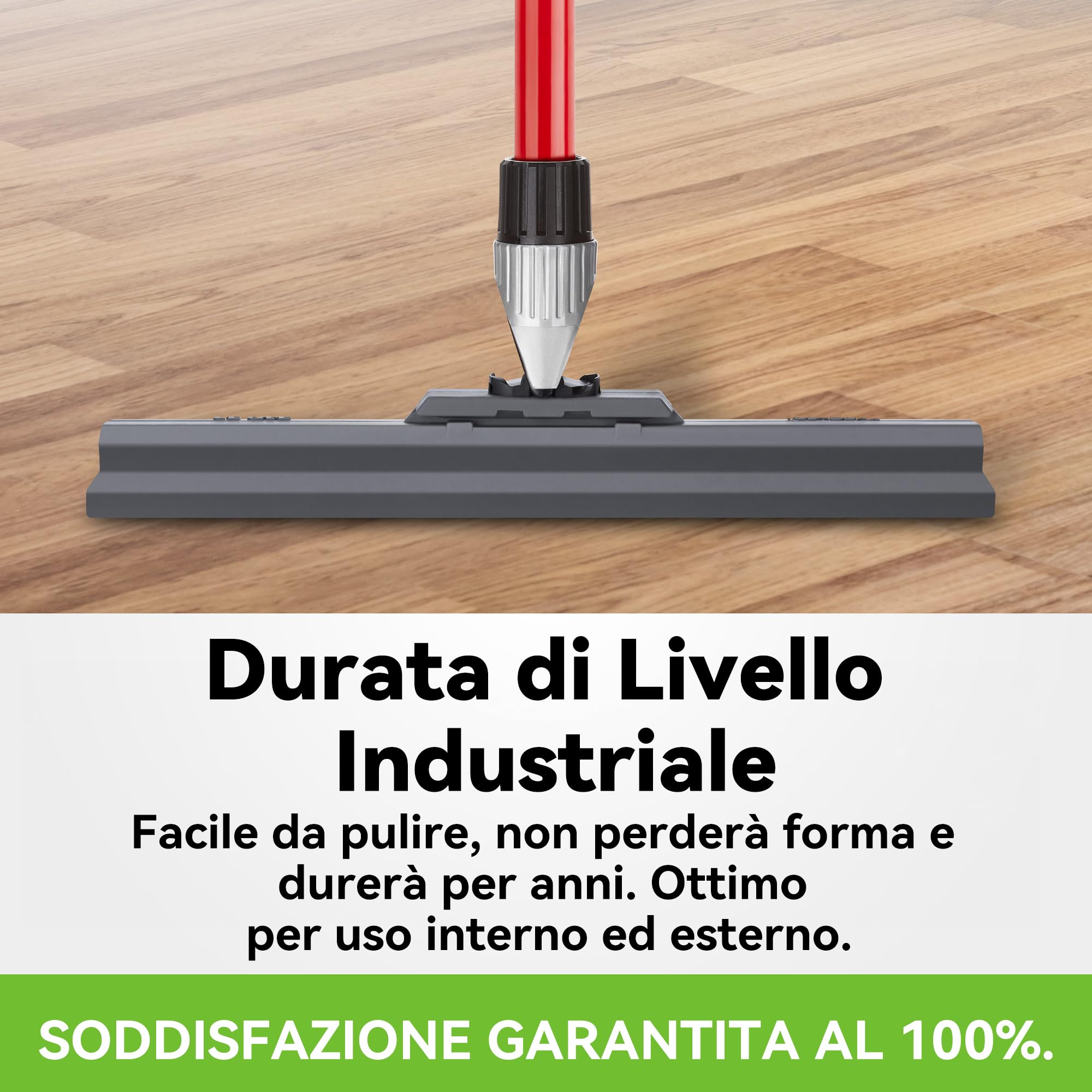 Tyroler Tira Acqua Pavimenti esterno da 30 cm | Testa in Silicone 100% | Manico Antiruggine da 140 cm tergipavimento spingiacqua | tiraacqua pavimenti esterni | tiracqua per pavimento