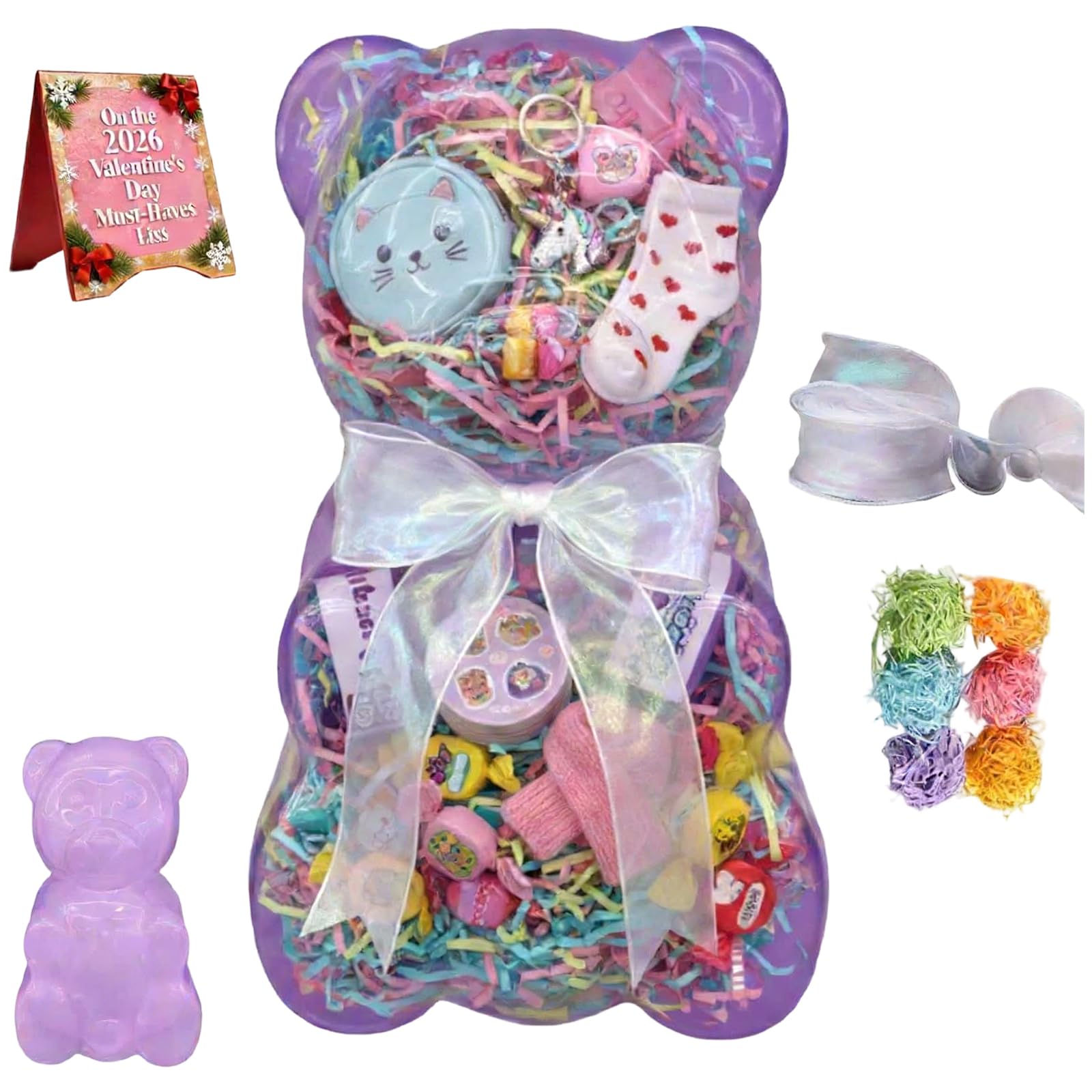ZEPFJHE Themed Box with Delicate Ribbon Gift Box Dispenser Clear Bear Bowknot Candy Container for Birthday Party Party Candy Container